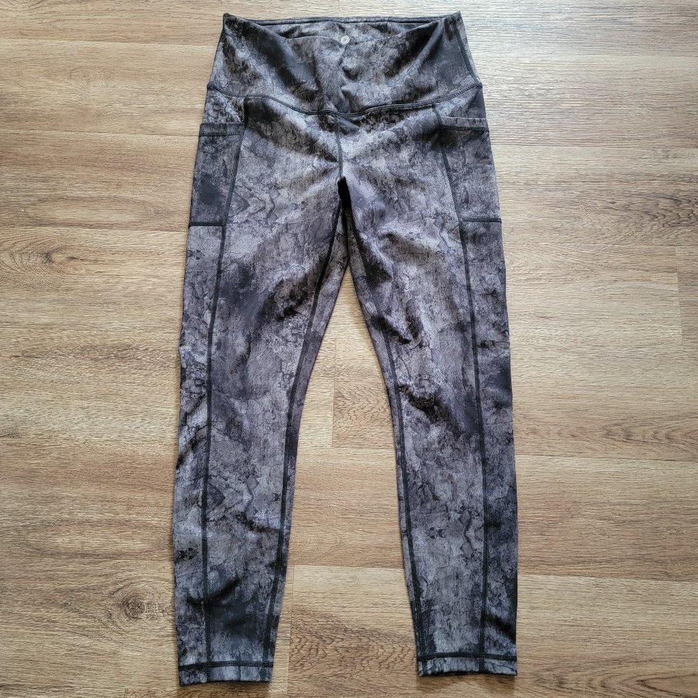 90 DEGREE BLACK/GRAY YOGA ATHLETIC LEGGINGS - L